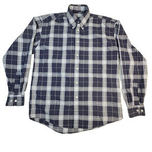 Burberry Of London Shirt Mens Medium Blue Nova Check Plaid Long Sleeve‎ Made USA
